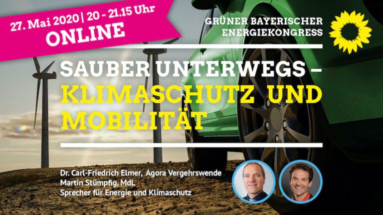 Grüner Bayerischer Energiekongress (Teil 3) Sauber unterwegs – Klimaschutz und Mobilität (Webinar)