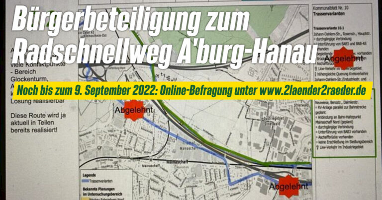 Online-Befragung zum Radschnellweg A’burg – Hanau