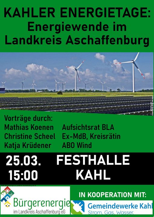 Kahler Energietage, Vorträge von der Bürgerenergie im Landkreis Aschaffenburg (BLA)