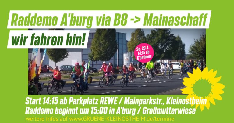 Raddemo am 23. April auf der B8 Aschaffenburg–Mainaschaff