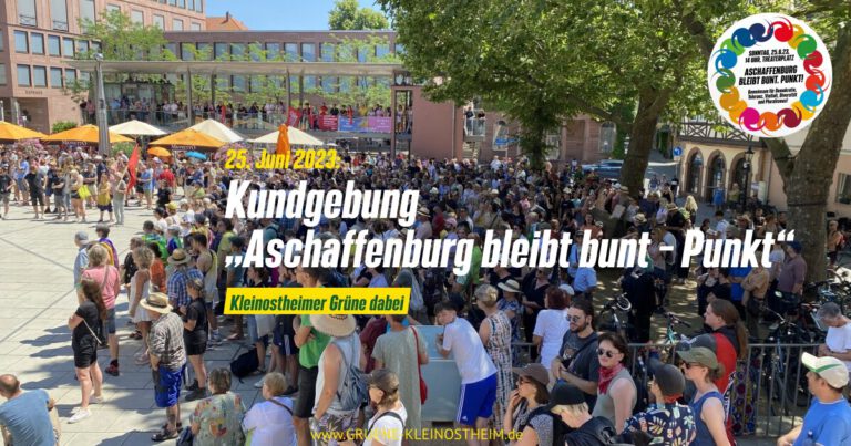 Kundgebung „Aschaffenburg bleibt bunt – Punkt“ – Kleinostheimer Grüne dabei