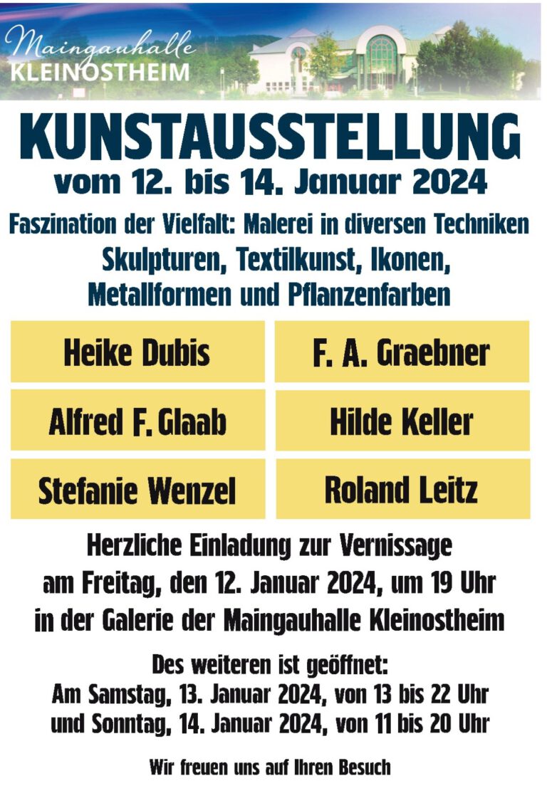 Tipp: Kunstausstellung in der Maingauhalle sowie Ausstellung der Vogel- und Naturfreunde