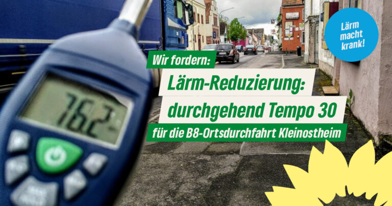 Wir fordern: durchgehend Tempo 30 zur Lärmentlastung der Ortsdurchfahrt (B8)