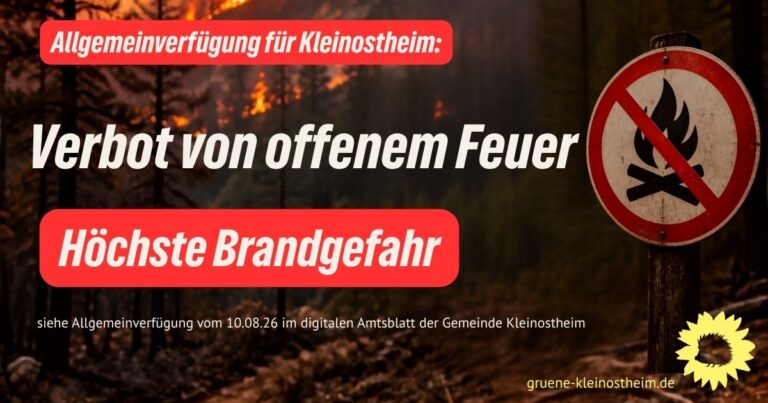 Höchste Brandgefahr – Verbot von offenem Feuer